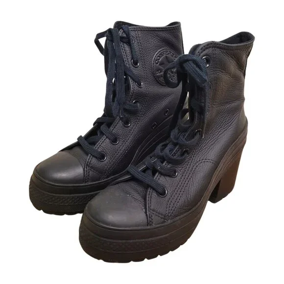 CONVERSE Chuck 70 De Luxe Leather Chunky Heel Lace Up Sneaker Boots Womens 6.5 - Picture 3 of 11